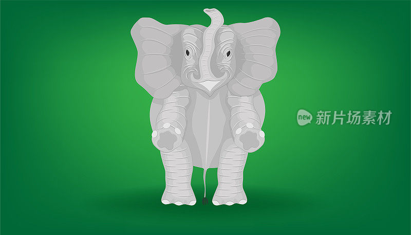 最小的大象站着两条腿，为表演打架打正面视图。矢量插图eps10