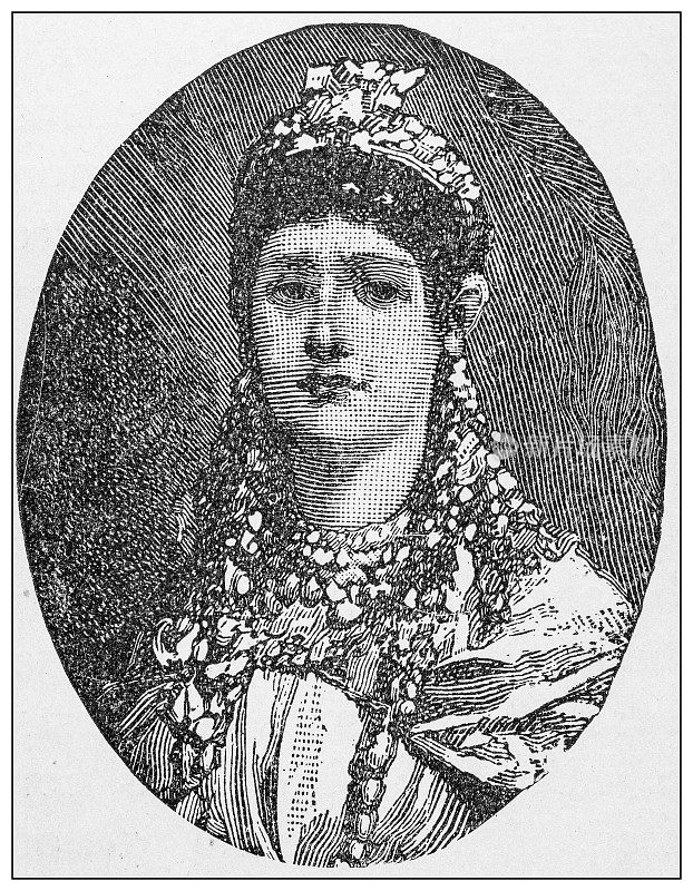 古董插图的重要人物过去:泽诺比亚，巴尔米拉女王