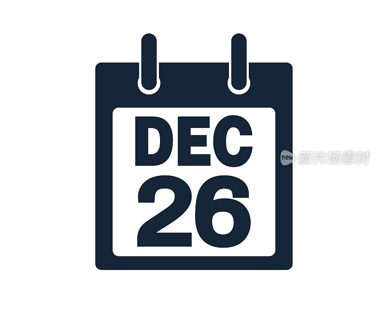 12月26日日历图标股票矢量插图