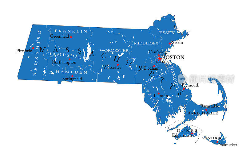 马萨诸塞州的政治地图