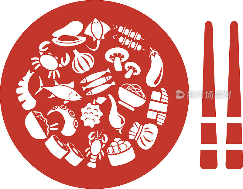 盘子里的亚洲食物图标