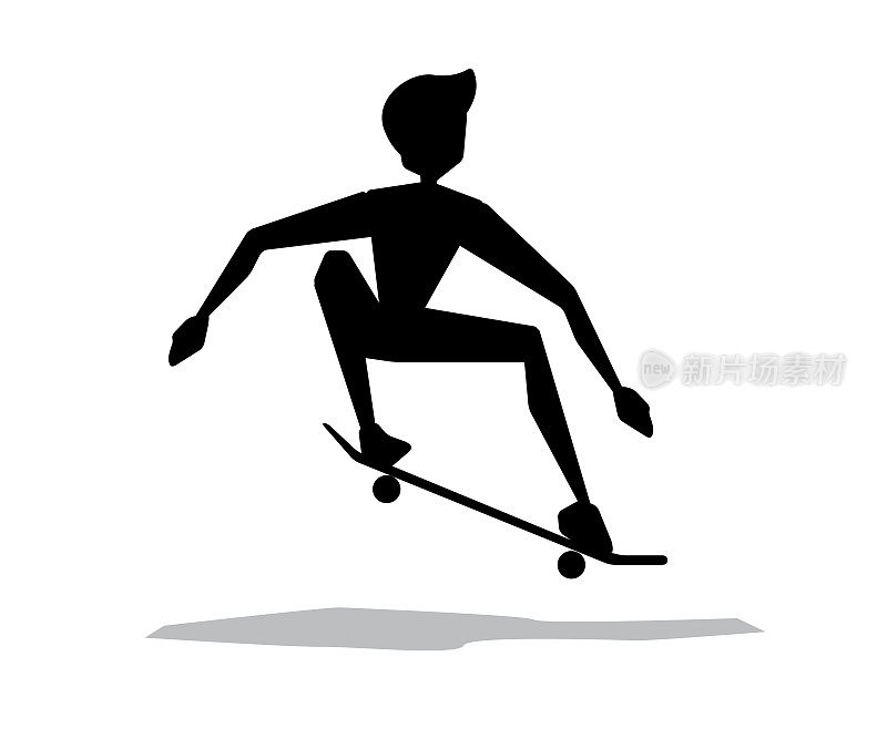 滑板运动员剪影卡通