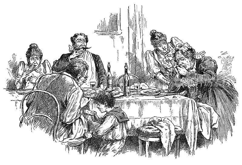 家人在餐桌上吃饭