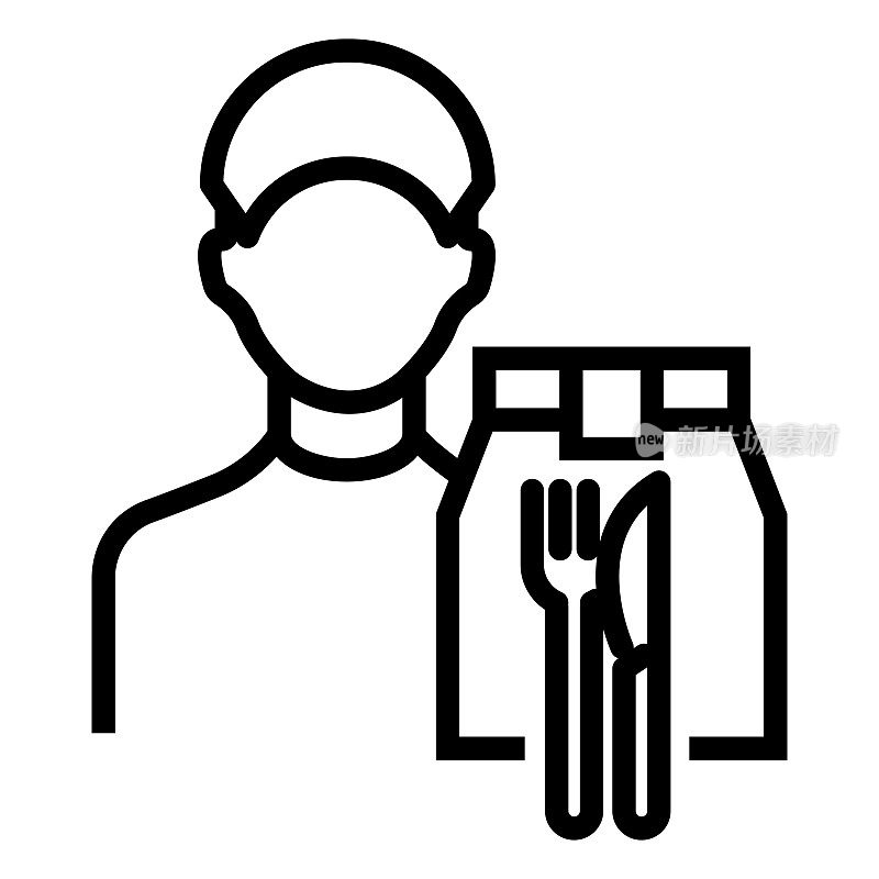食品交付线图标,轮廓符号矢量插图