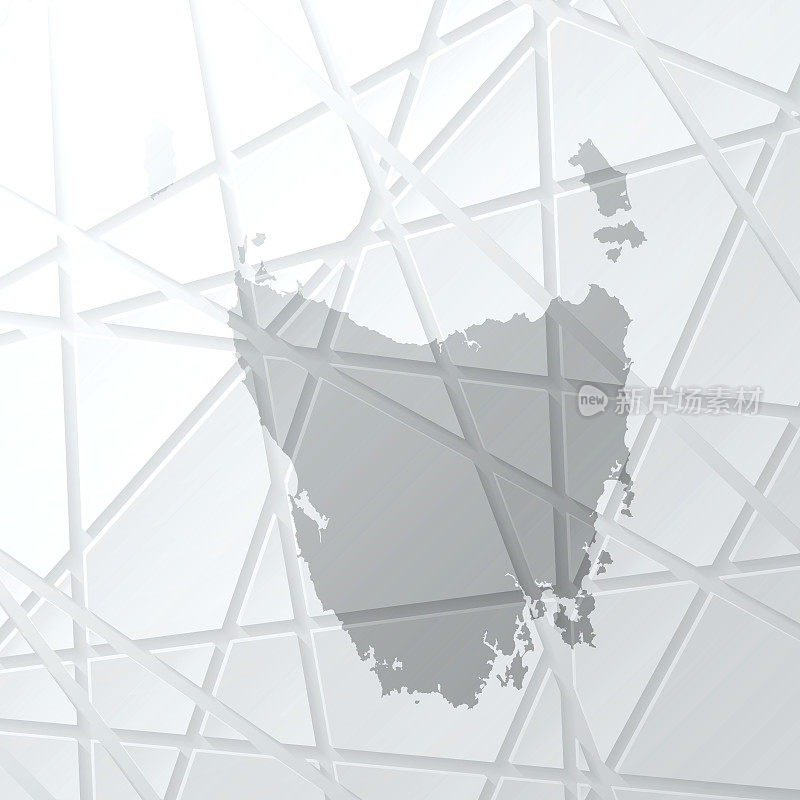 塔斯马尼亚地图与网状网络在白色背景