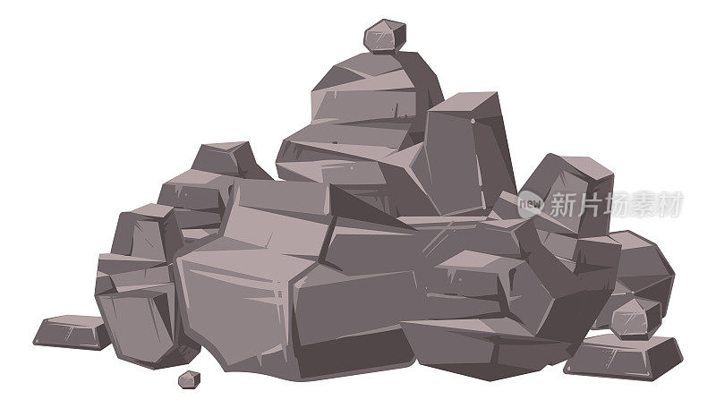 岩石堆。一大堆粗糙的石头和圆石