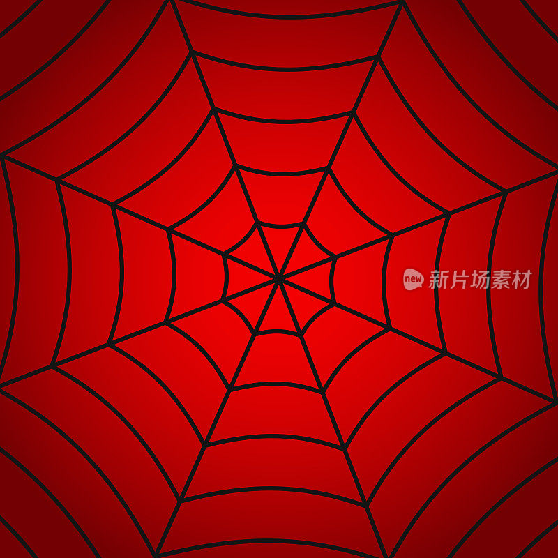 蜘蛛侠。蜘蛛侠的背景。红色背景与黑色蜘蛛侠蜘蛛网。蜘蛛网的图案为网，陷阱和恐怖。英雄的纹理。向量