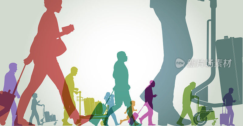 机场的乘客。机场,假期,旅行延误。