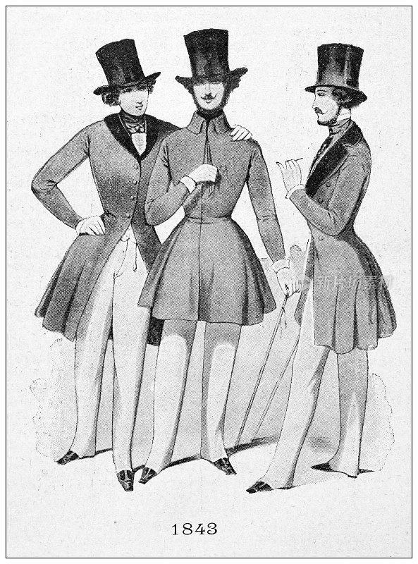 古董插图:礼帽的演变，1843年