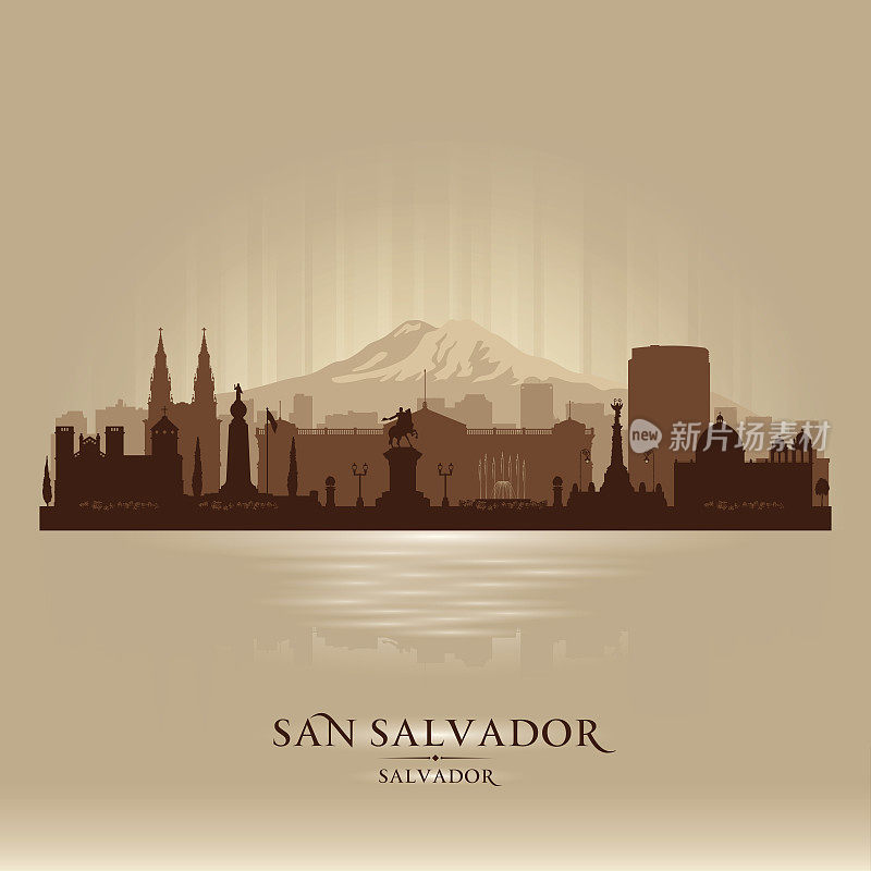圣萨尔瓦多城市天际线剪影