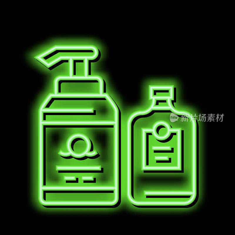 肥皂和乳液容器霓虹灯发光图标说明