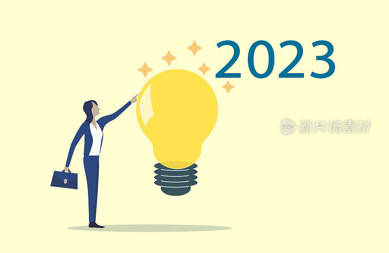 2023新年伊始理念，理念中蕴含创新与灵感，科技中蕴含创新理念。