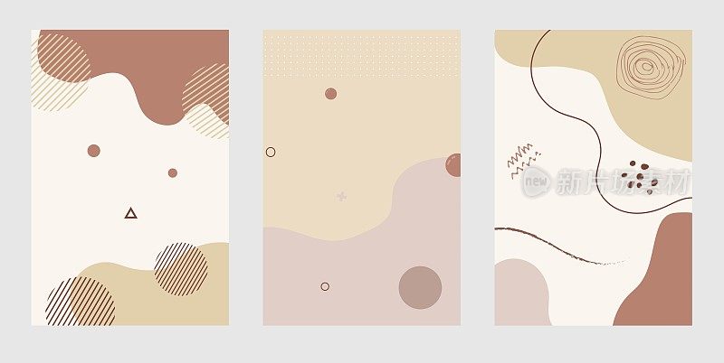 集合抽象粉彩背景与元素矢量