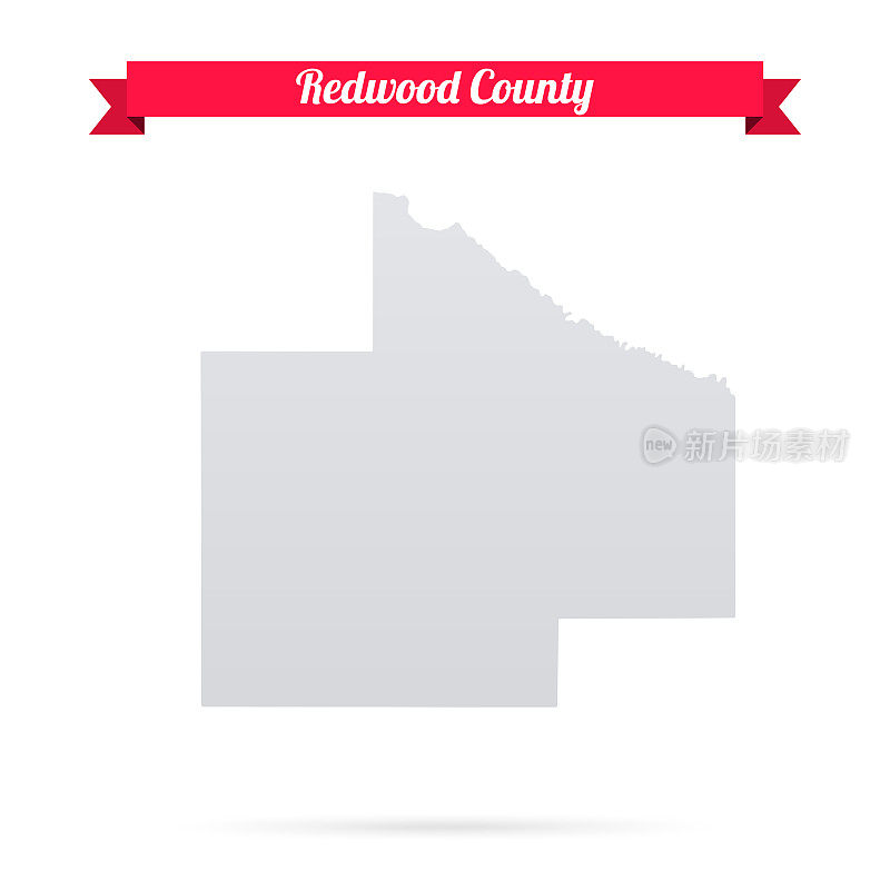 明尼苏达州的红木县。白底红旗地图