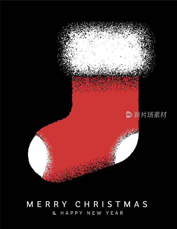 圣诞快乐，新年快乐，节日袜问候设计模板