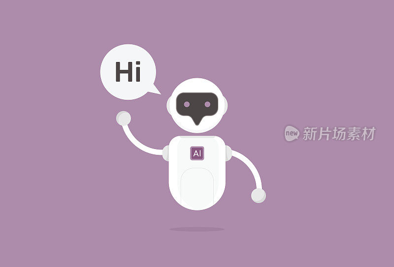具有Hi语音气泡的人工智能聊天机器人