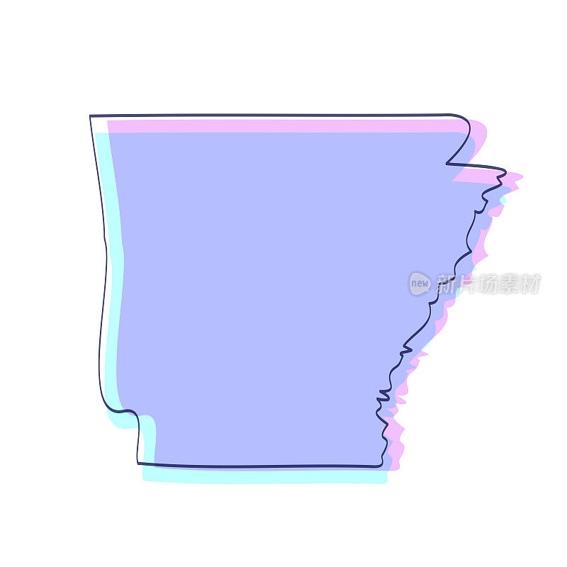 阿肯色州地图手绘-紫色与黑色轮廓-时尚的设计