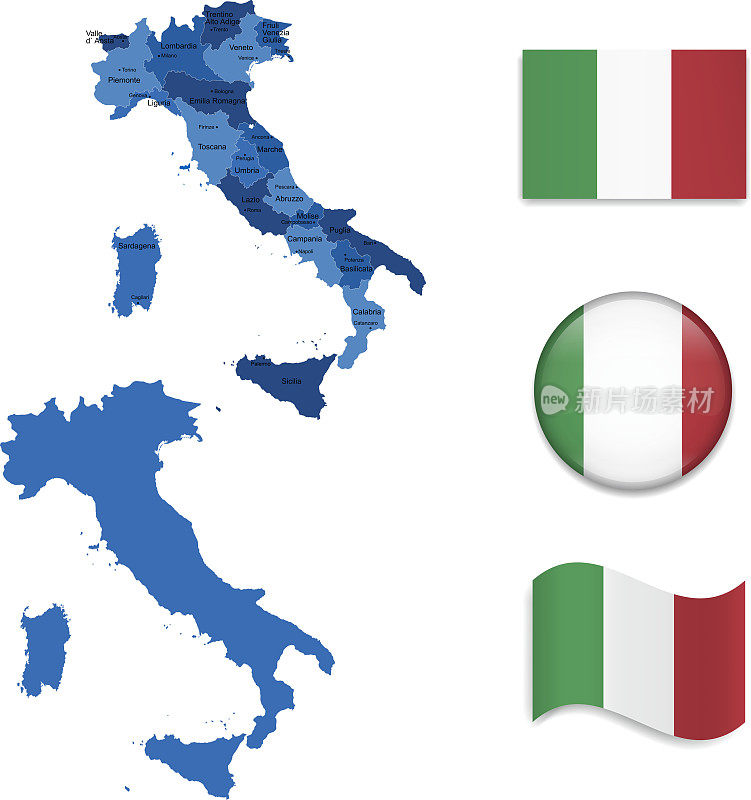 意大利地图和旗帜收藏