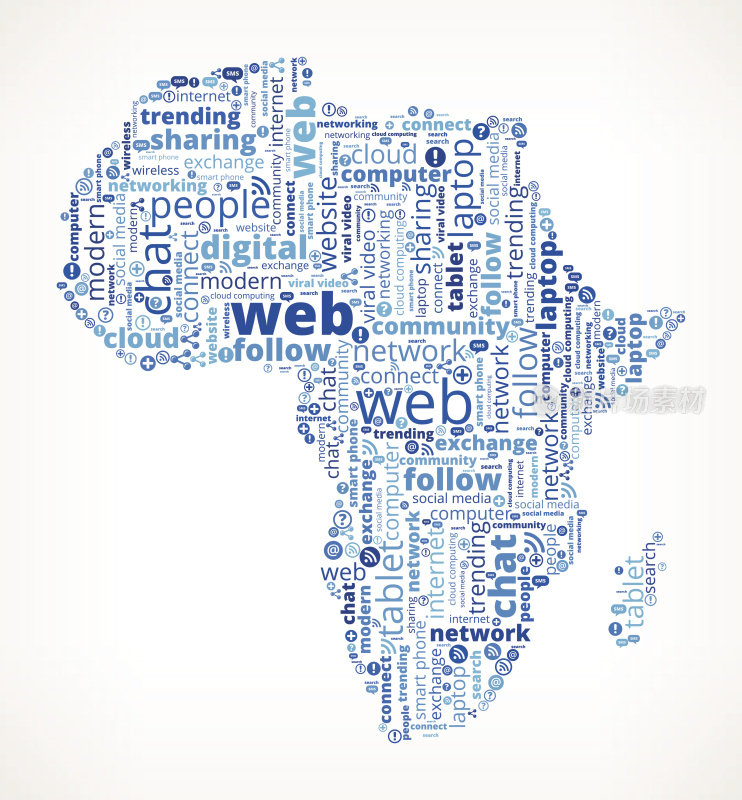 非洲技术和互联网文字云