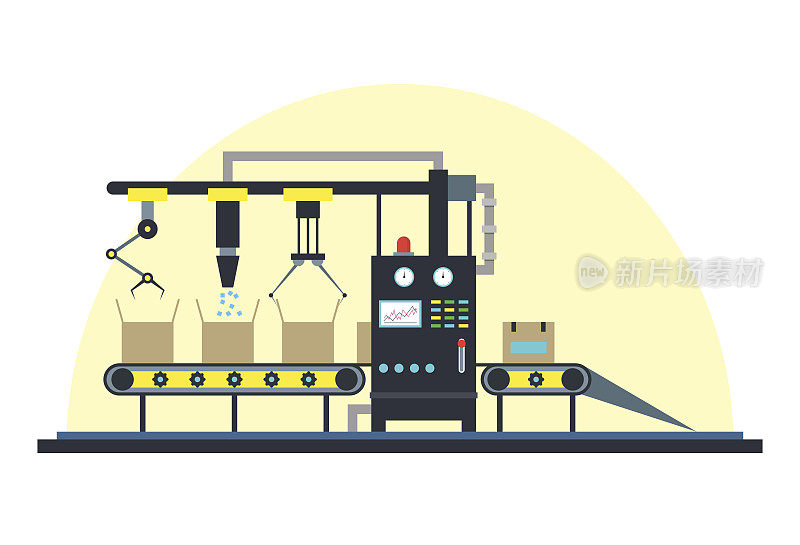 输送机全自动生产线。向量
