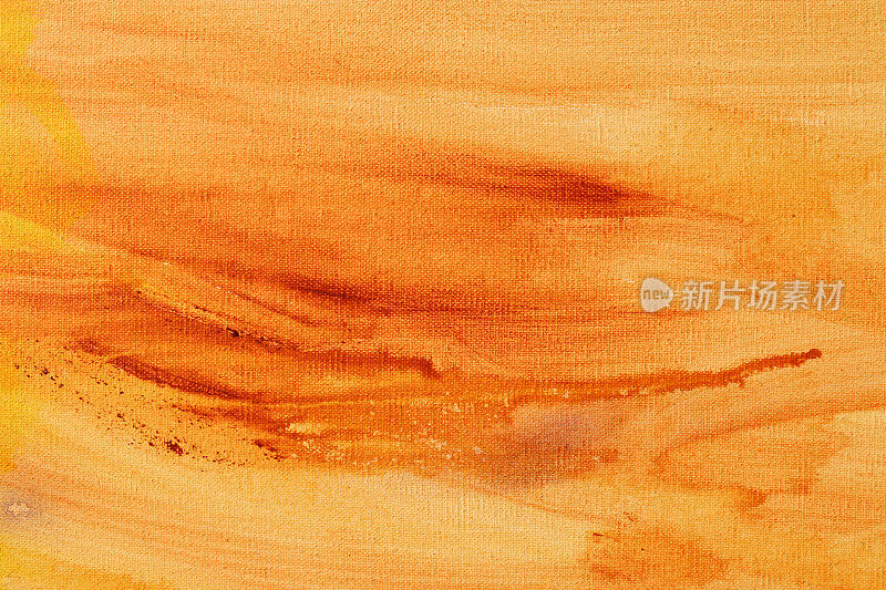 棕色抽象艺术背景。画布上的丙烯酸染料。温暖的颜色。柔和的油漆笔触。