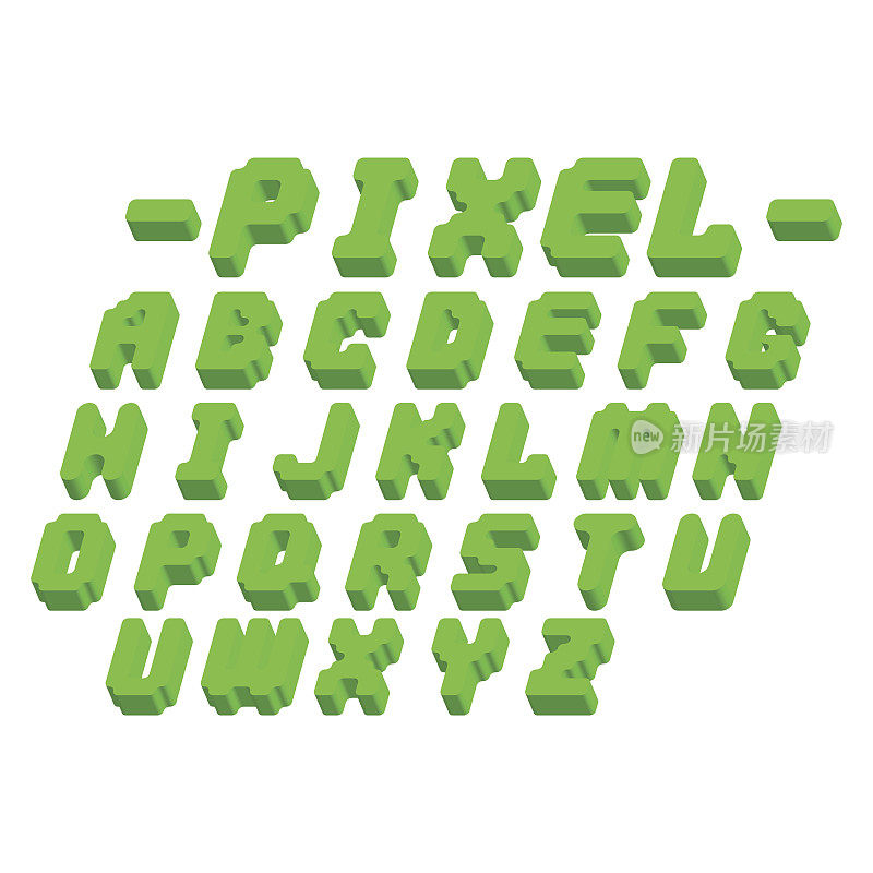 像素复古字体视频电脑游戏设计8位字母电子未来风格矢量abc字体数字创意字母孤立
