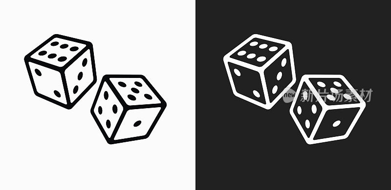 两个骰子图标上的黑色和白色矢量背景
