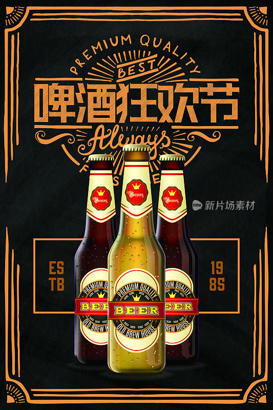 酷炫复古啤酒节宣传海报设计模板