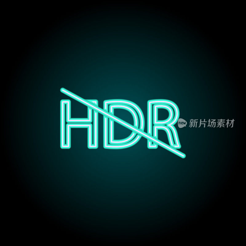 HDR标志图标。霓虹灯风格图标的图像元素。简单的图标为网站，网页设计，移动应用程序，信息图形
