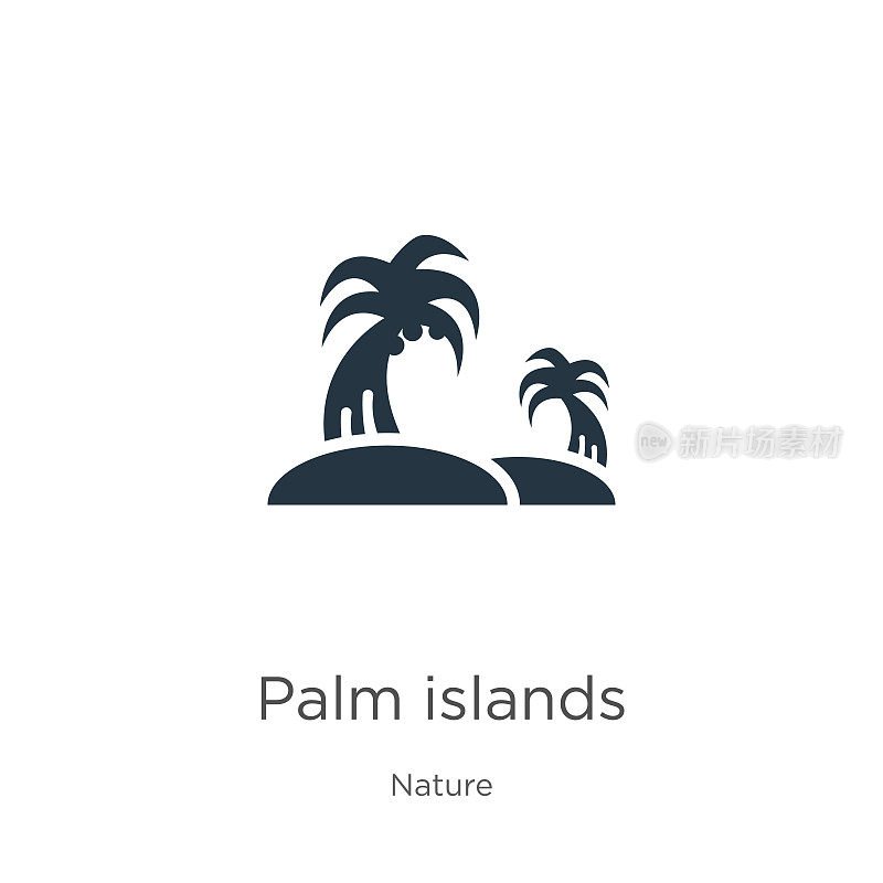 棕榈岛图标向量。时尚的平棕榈岛图标从自然收集孤立的白色背景。矢量插图可以用于网页和移动平面设计，标志，eps10