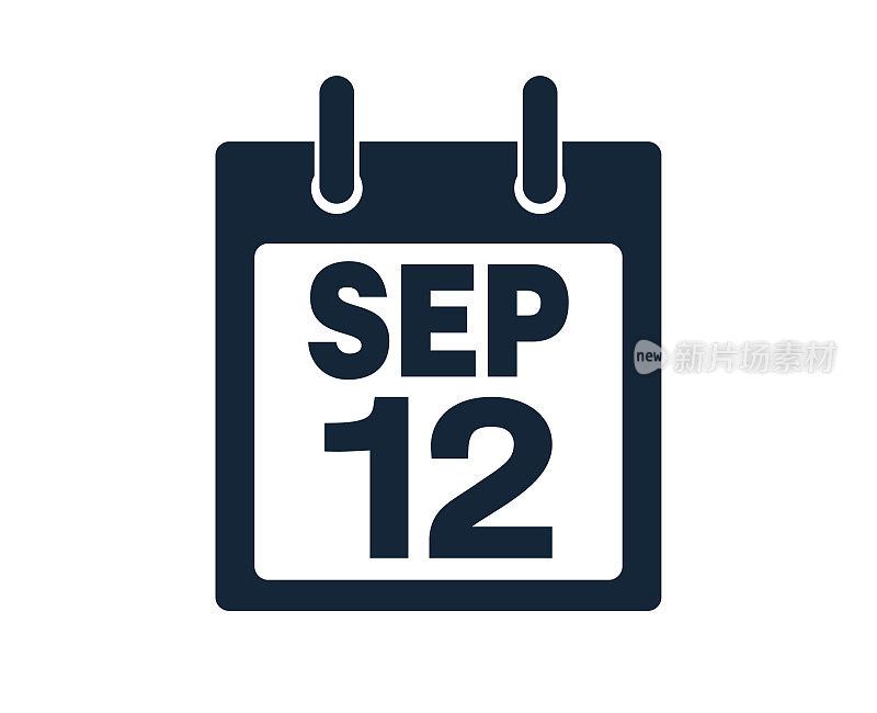 9月12日日历图标股票矢量插图
