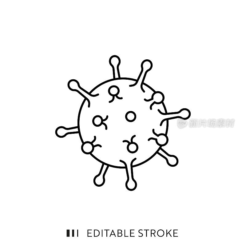具有可编辑描边和完美像素的病毒线图标。