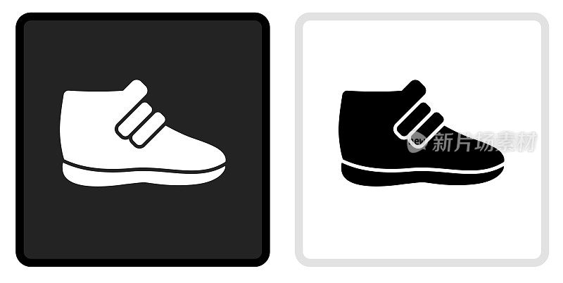 运动鞋图标上的黑色按钮与白色翻转