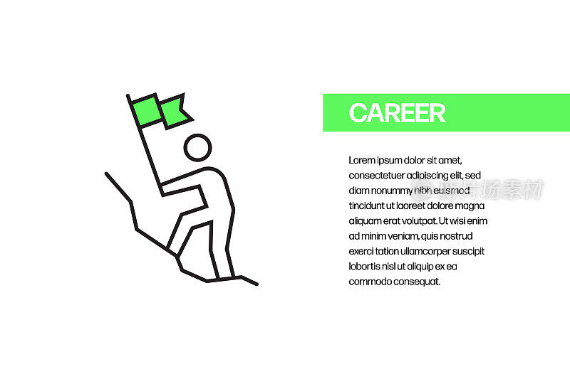 职业平坦线图标，轮廓矢量符号插图。