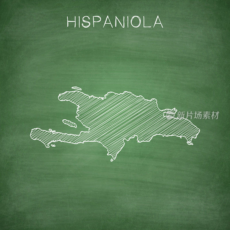 伊斯帕尼奥拉岛地图画在黑板上-黑板