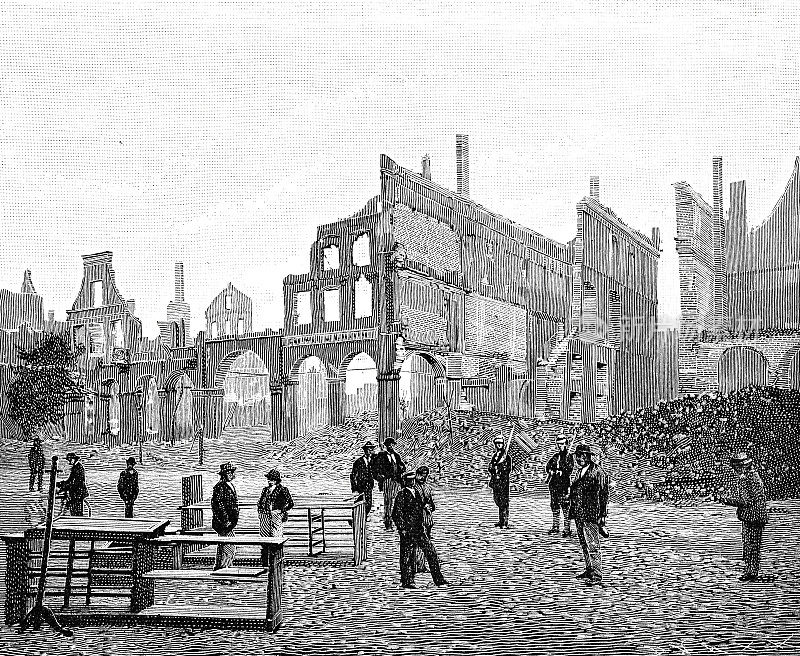 1899年7月26日，西普鲁士马里恩堡大火:大火后的乔木下