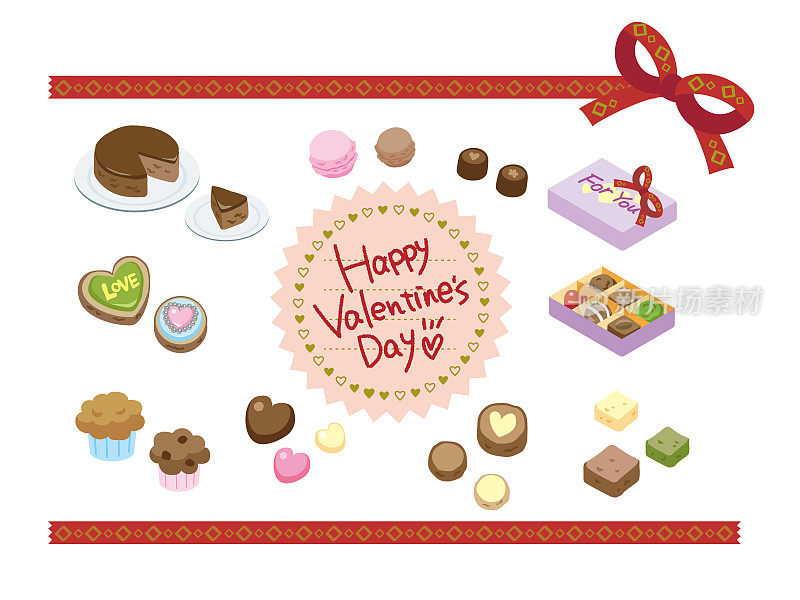 情人节巧克力，糖果，糖果插图集