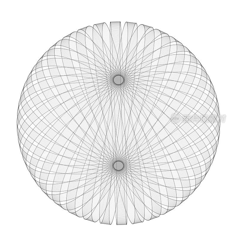 抽象的球形透明的线制成的三维形状
