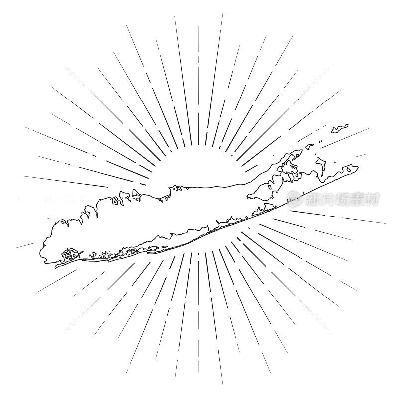 长岛地图与阳光在白色的背景