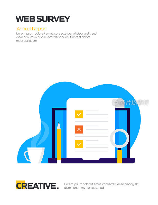 在线调查概念平面设计海报，封面和横幅。现代平面设计矢量插图。