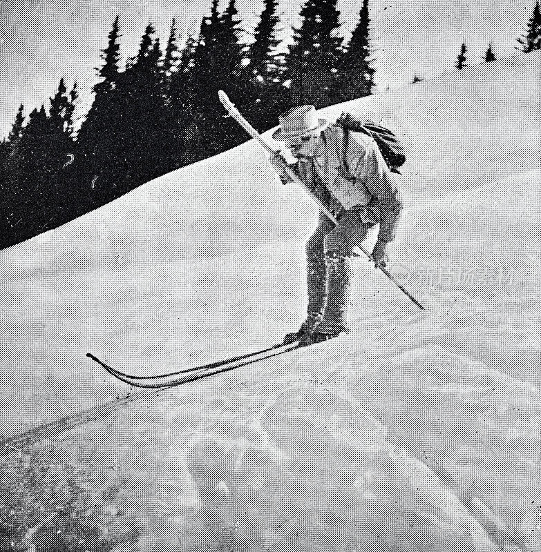 滑雪训练，滑行-中等坡度