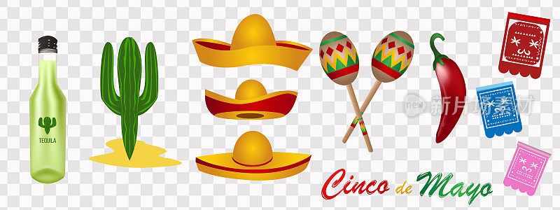 “五月五日”节。5月5日在墨西哥。现实的假日属性。墨西哥风格