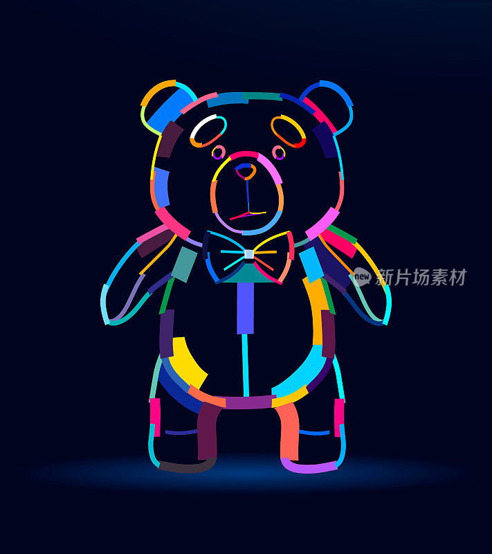摘要毛绒玩具泰迪熊由彩色颜料制成。彩绘
