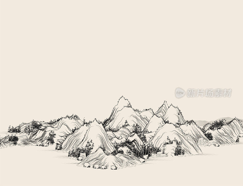 中国传统山水画，抽象的山水画