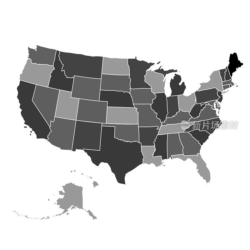 有州界的美国地图