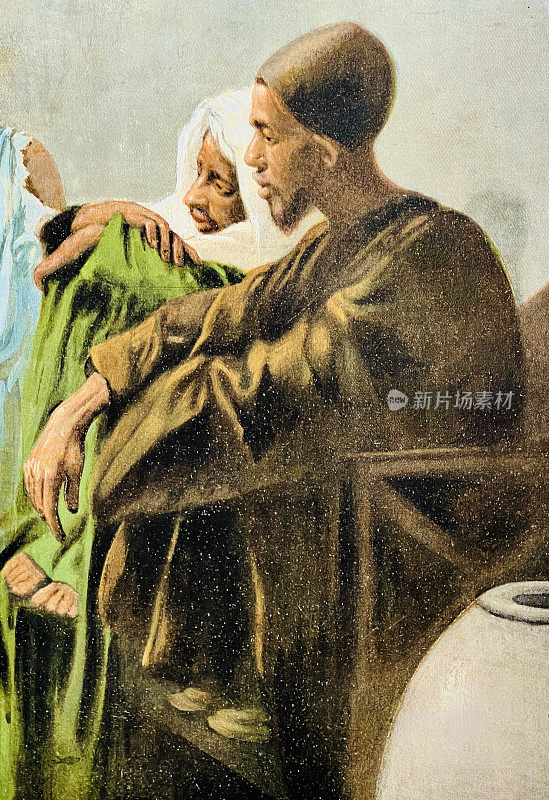 两个阿拉伯人，侧视图，坐着，彩色图像