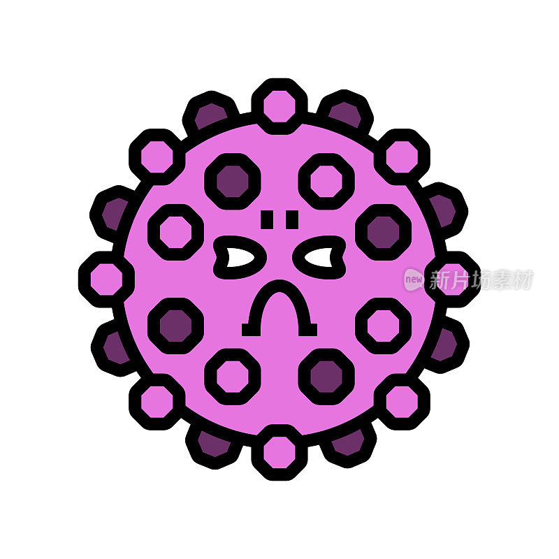 微生物细菌病毒彩色图标载体插图