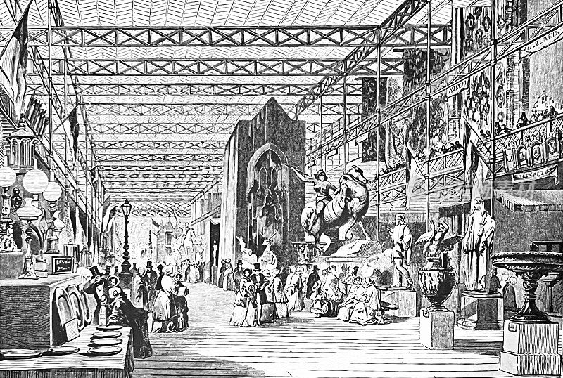 水晶宫展览馆，1851年伦敦大街东侧