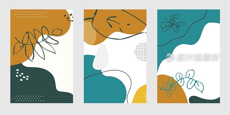 集现代花卉矢量彩色粉彩抽象背景