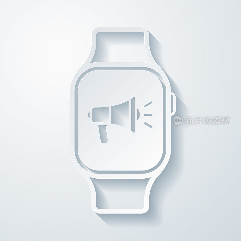 Smartwatch扩音器。空白背景上剪纸效果的图标